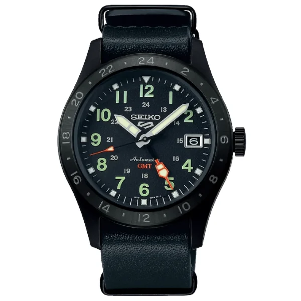 Seiko 5 Sports Field Deception GMT SSK025K1 – Automatico Nero 39,4 mm con Cinturino Pelle