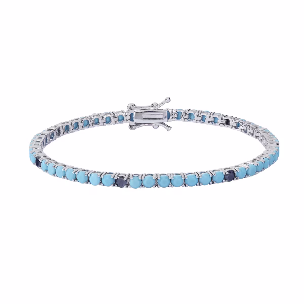 Tennis in Argento 925 Zirconi Turchesi e Neri UBR 1251 COMETE GIOIELLI