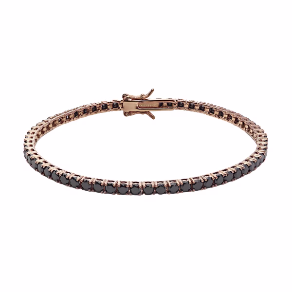 Tennis in Argento 925 Placcato Rosa con Zirconi Neri UBR 991 COMETE GIOIELLI