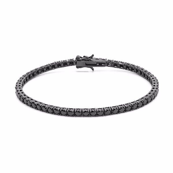 Tennis in Argento 925 Rodiato Nero con Zirconi Neri UBR 992 COMETE GIOIELLI