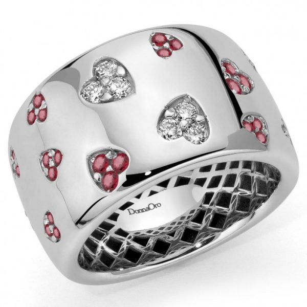 Anello fedona rubini e diamanti in oro bianco 18Kt  DAR11203,026 DonnaOro Jewels