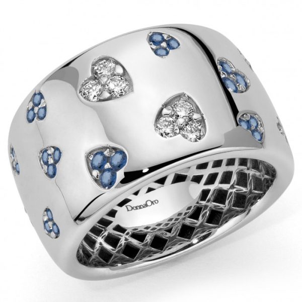 Anello fedona zaffiri e diamanti in oro bianco 18Kt  DAZ11203,026 DonnaOro Jewels