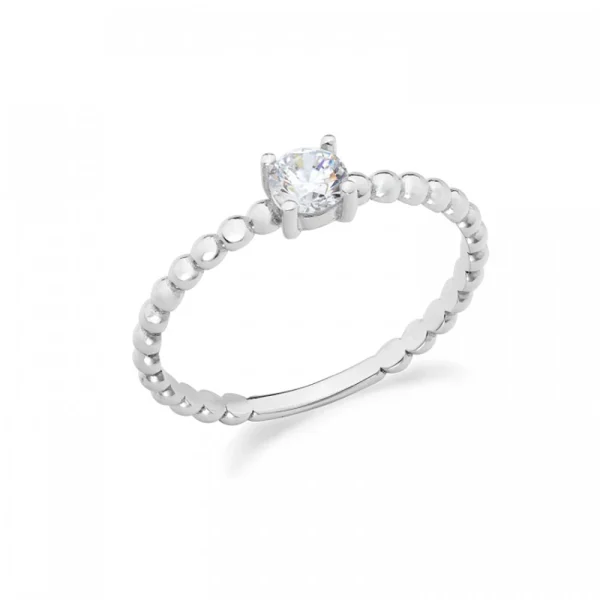 Anello in oro bianco 9Kt con zircone KAAZ 011 Ambrosia