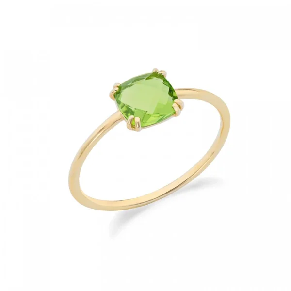 Anello in oro giallo 9Kt con cristallo verde KAAZ 028 Ambrosia