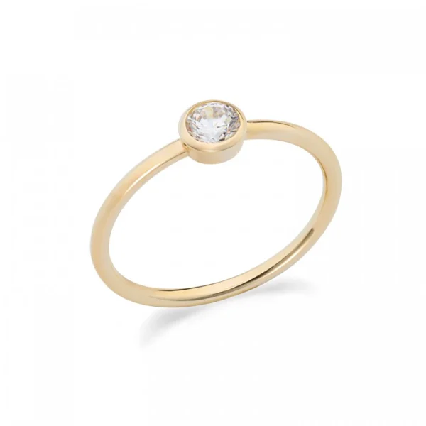 Anello in oro giallo 9Kt con zircone bianco KAAZ 030 Ambrosia