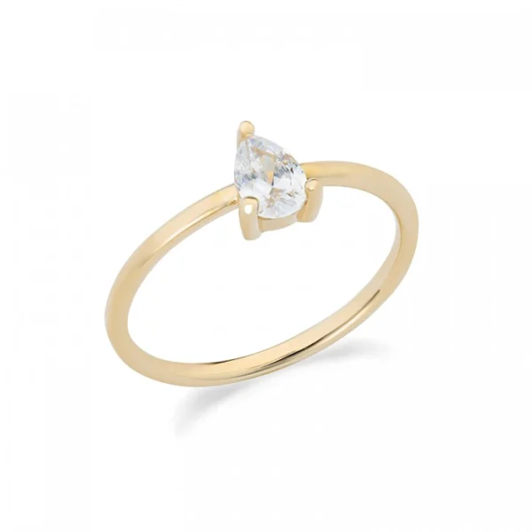 Anello in oro giallo 9Kt con zircone taglio a goccia KAAZ 019 Ambrosia