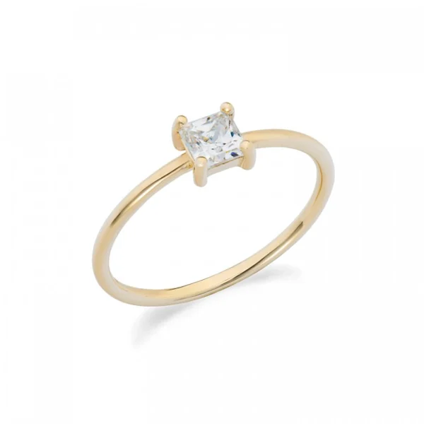 Anello in oro giallo 9Kt con zircone taglio princess KAAZ 020 Ambrosia