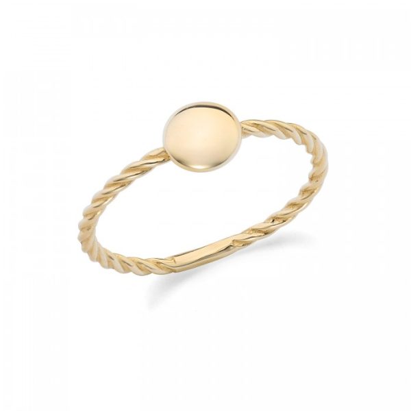 Anello in oro giallo 9Kt dischetto gambo intrecciato KAAZ 001 Ambrosia