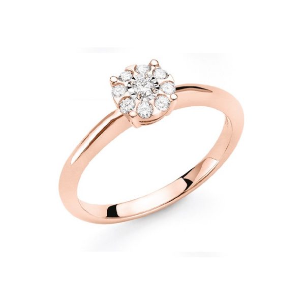 Anello in oro rosa 18Kt con diamanti DHAF9570,007 DonnaOro Luce