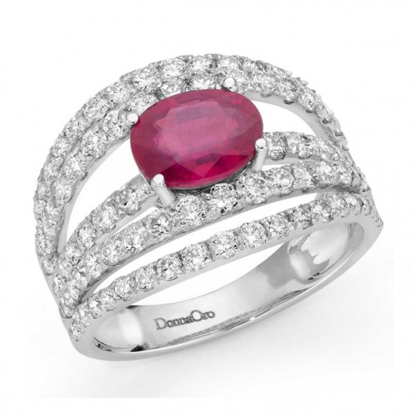 Anello rubino e diamanti in oro bianco 18Kt  DCAR9798,167 DonnaOro Jewels