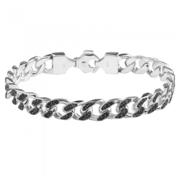 Bracciale groumette con polvere di diamanti in argento 925