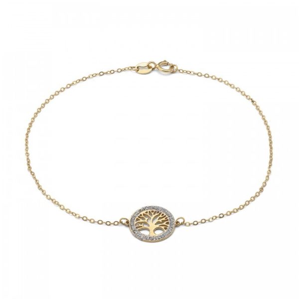 Bracciale in oro giallo 9Kt albero della vita con smalto glitter KABZ 011 Ambrosia