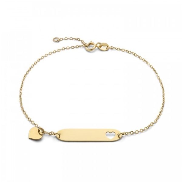 Bracciale in oro giallo 9Kt piastrina con cuoricino KABZ 033 Ambrosia