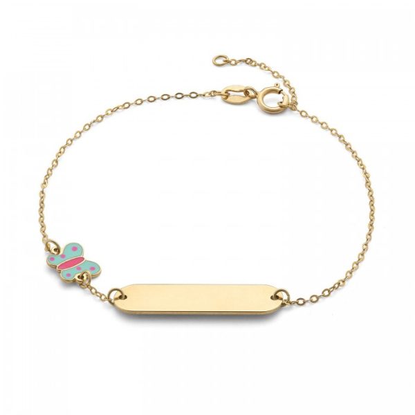 Bracciale in oro giallo 9Kt piastrina con farfalla smaltata KABZ 026 Ambrosia