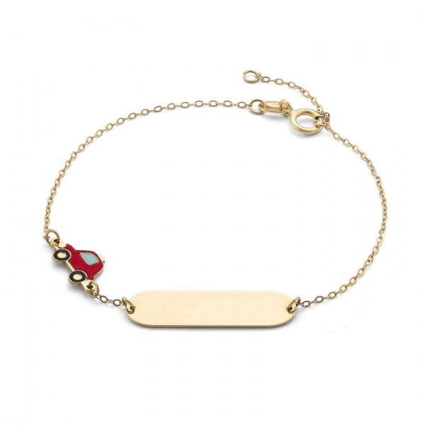 Bracciale in oro giallo 9Kt piastrina con macchinina smaltata KABZ 025 Ambrosia