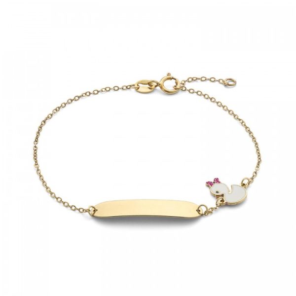 Bracciale in oro giallo 9Kt piastrina con paperella smaltata KABZ 028 Ambrosia