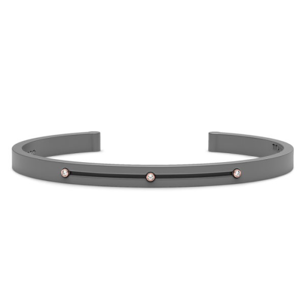 Bracciale rigido in Titanio con inserti in oro 18Kt e diamanti ETB128 ZANCAN