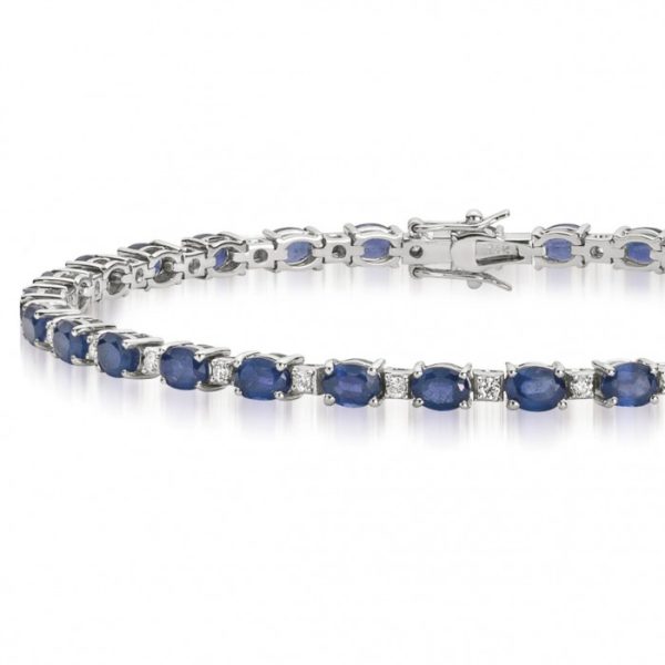 Bracciale Tennis con zaffiri e diamanti in oro bianco 18Kt DFBZ7619,035 DonnaOro Jewels