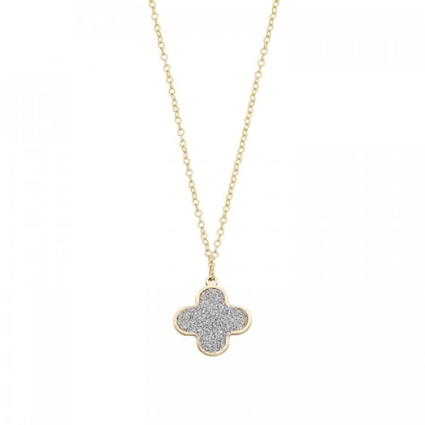Girocollo in oro giallo 9Kt con pendente fiore con smalto glitterato KAGZ 009 Ambrosia
