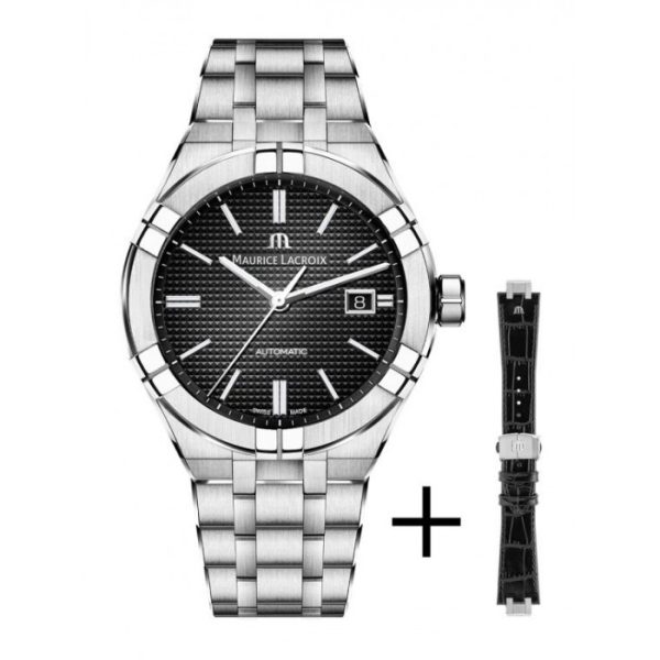 Maurice Lacroix AIKON Automatic 42mm Nero AI6008-SS002-330-2 Doppio cinturino