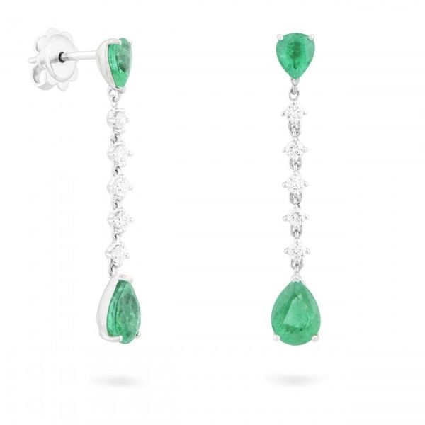 Orecchini Fuji con smeraldi e diamanti in oro 18Kt C0599RB2S/5 Piero Milano Gioielli