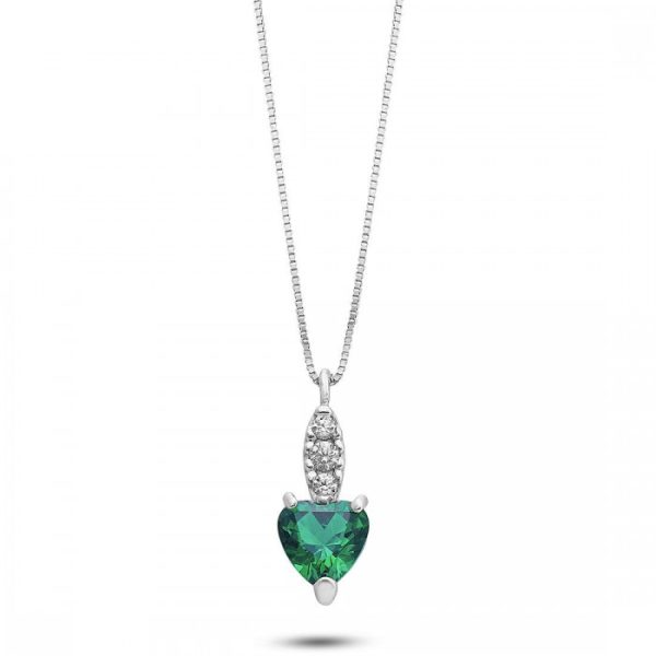 Pendente con zircone verde a cuore in oro 18Kt AGZ 405 Ambrosia