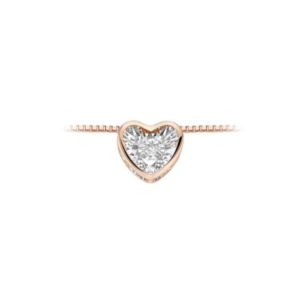 Pendente cuore in oro rosa 18Kt con diamante taglio brillante LPF11280,003 DonnaOro Luce