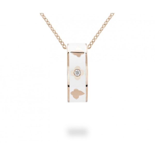Pendente Eden smaltato bianco con diamanti in oro 18Kt Piero Milano