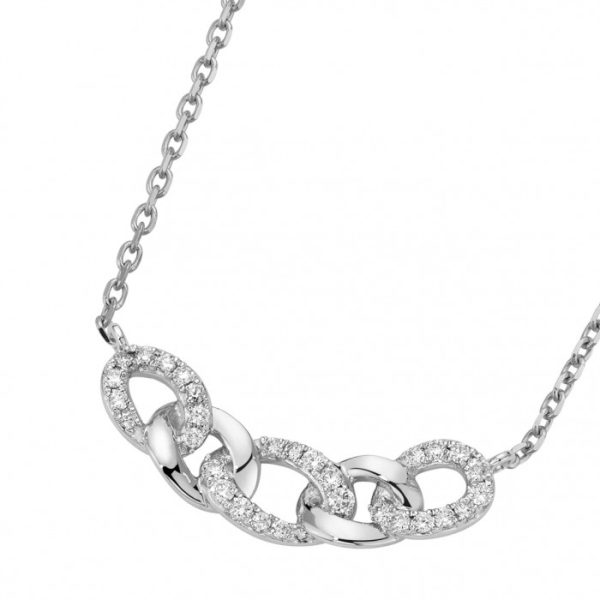 Pendente groumette con diamanti in oro bianco 18Kt  DPF10067,020 DonnaOro Jewels