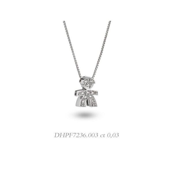 Pendente in oro bianco 18Kt bimbo con diamanti, DHPF7236,003 DonnaOro Luce