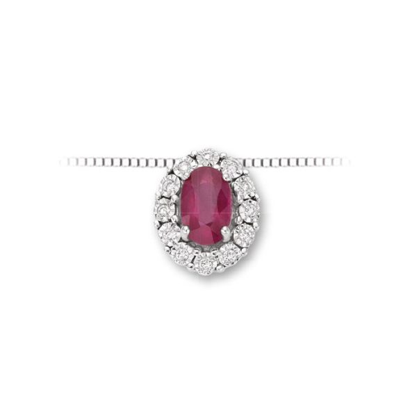 Pendente in oro bianco 18Kt con diamanti e Rubino LPR10094,006 DonnaOro Luce