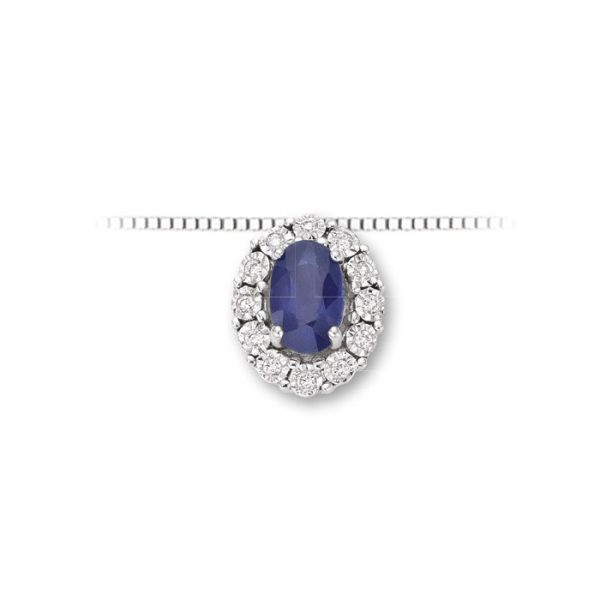 Pendente in oro bianco 18Kt con diamanti e Zaffiro LPZ10094,006 DonnaOro Luce