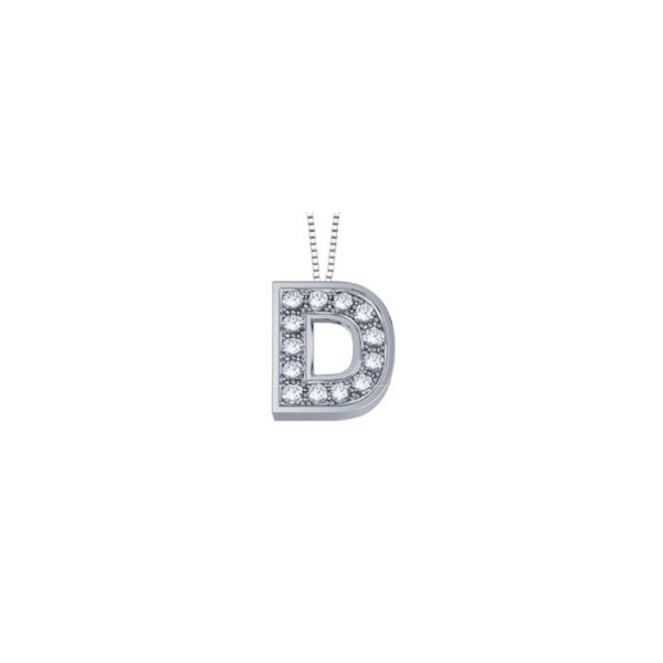 Pendente in oro bianco 18Kt con diamanti lettera D, LPFD10322,004 DonnaOro Luce