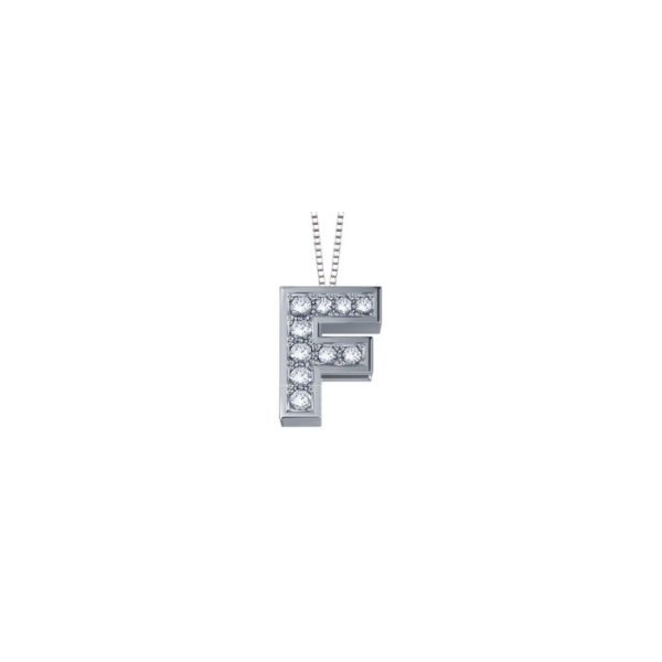 Pendente in oro bianco 18Kt con diamanti lettera F, LPFF10322,003 DonnaOro Luce