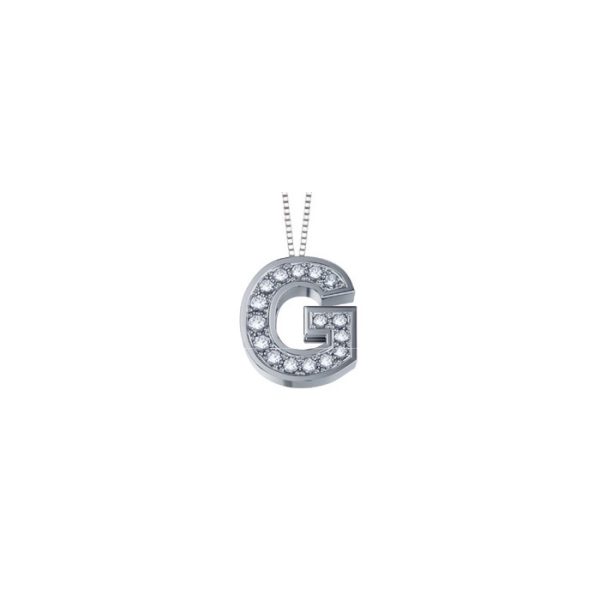 Pendente in oro bianco 18Kt con diamanti lettera G, LPFG10322,003 DonnaOro Luce