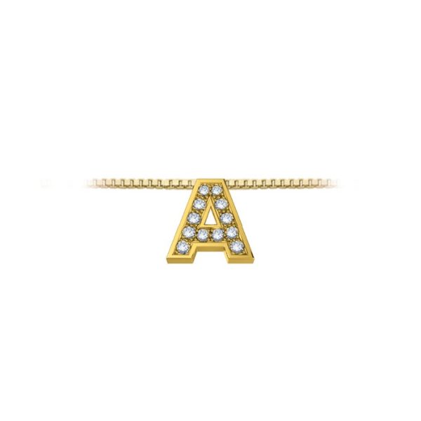 Pendente in oro giallo 18Kt con diamanti lettera A, LPFA11334,004 DonnaOro Luce