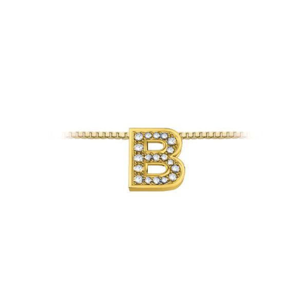 Pendente in oro giallo 18Kt con diamanti lettera B, LPFB11334,005 DonnaOro Luce