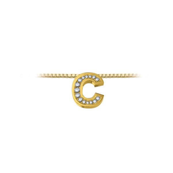Pendente in oro giallo 18Kt con diamanti lettera C, LPFC11334,003 DonnaOro Luce