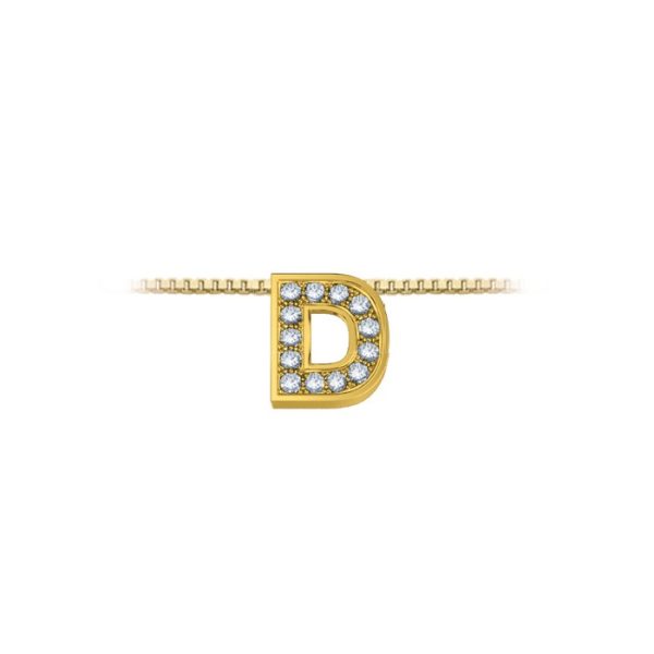 Pendente in oro giallo 18Kt con diamanti lettera D, LPFD11334,004 DonnaOro Luce