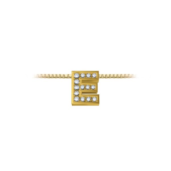 Pendente in oro giallo 18Kt con diamanti lettera E, LPFE11334,004 DonnaOro Luce