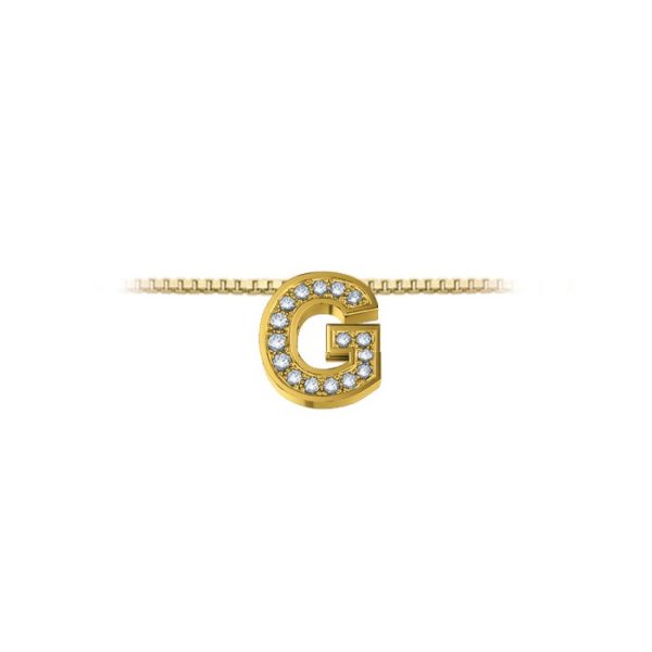Pendente in oro giallo 18Kt con diamanti lettera G, LPFG11334,003 DonnaOro Luce