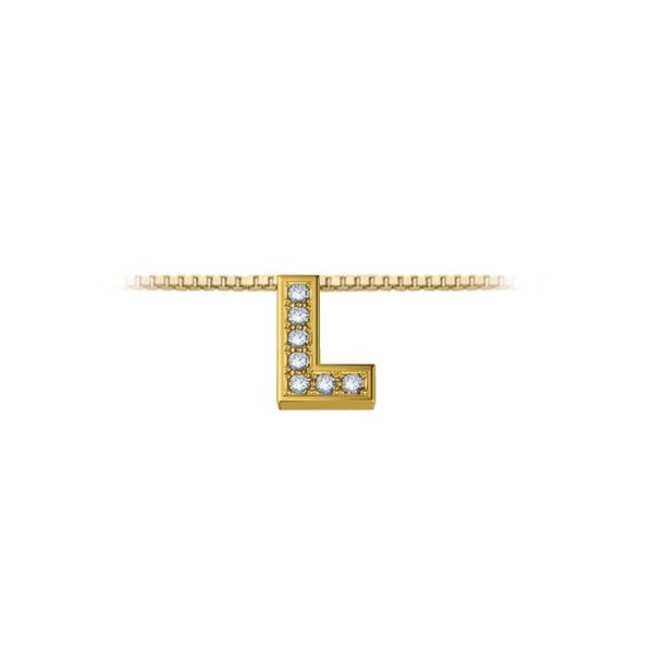 Pendente in oro giallo 18Kt con diamanti lettera L, LPFL11334,003 DonnaOro Luce