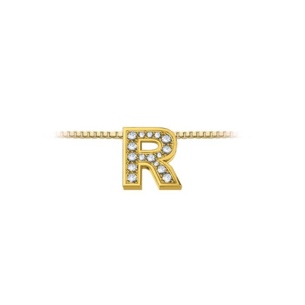 Pendente in oro giallo 18Kt con diamanti lettera R, LPFR11334,004 DonnaOro Luce