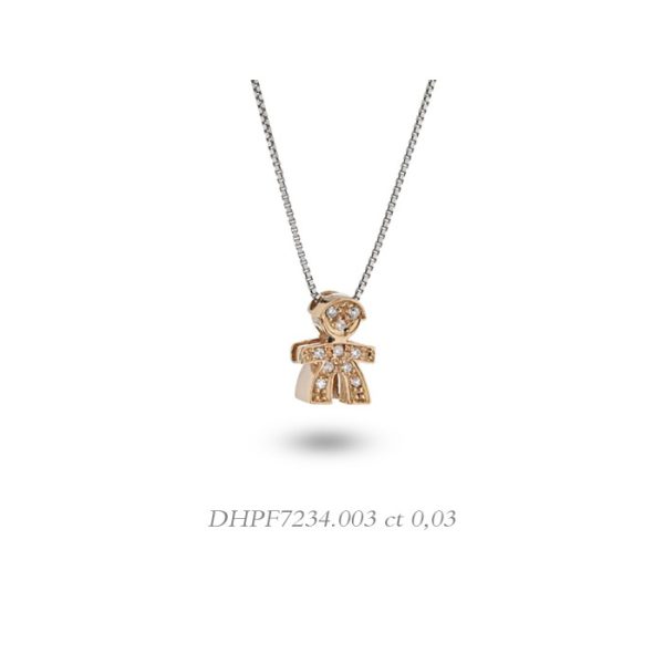 Pendente in oro rosso 18Kt bimbo con diamanti, DHPF7234,003 DonnaOro Luce