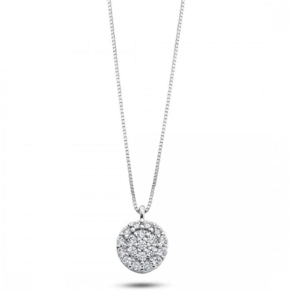 Pendente tondo pavè con zirconi in oro 18Kt AGZ 369 Ambrosia