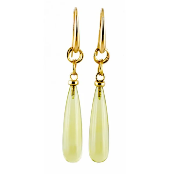Orecchini pendenti in Oro Giallo 18kt con Quarzo Lemon a Goccia – DIENNECI GIOIELLI
