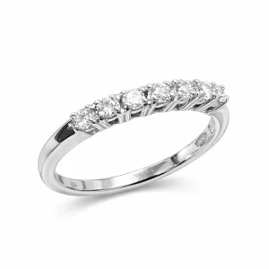 Fedina in oro bianco 18 kt con 7 diamanti naturali ct 0,245 F VS
