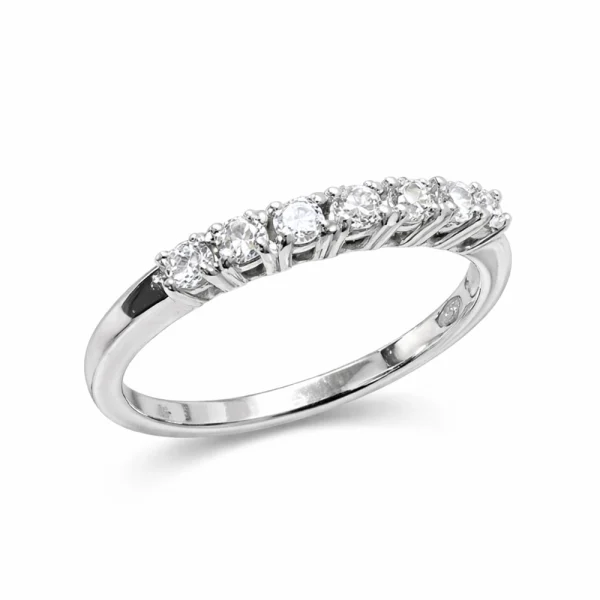 Anello Fedina in Oro Bianco 18 kt con 7 Diamanti Naturali ct 0,245 F VS – DIENNECI GIOIELLI