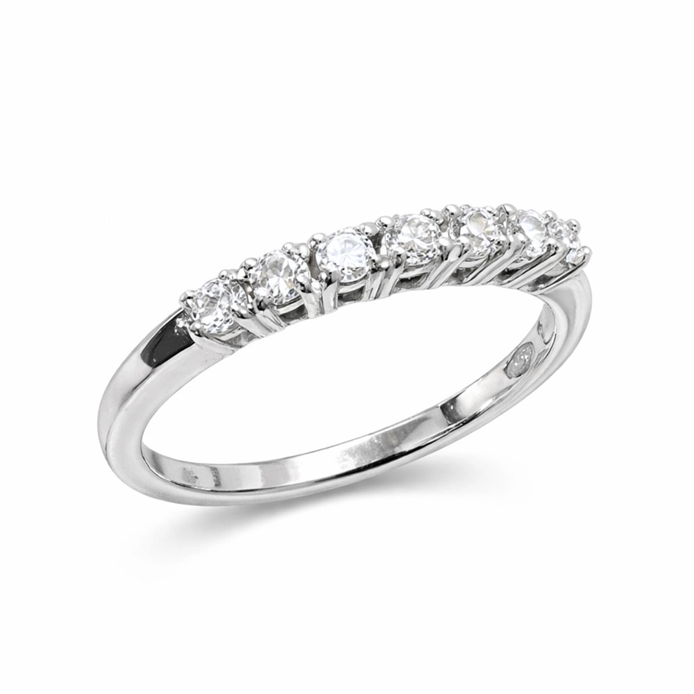 Fedina in oro bianco 18 kt con 7 diamanti naturali ct 0,245 F VS