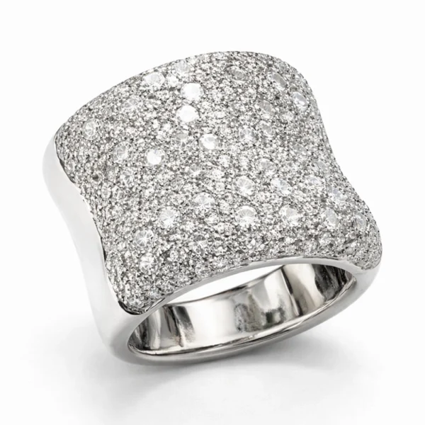 Anello fascione concavo con pavè di Diamanti 4,80 ct in oro 18Kt – DIENNECI GIOIELLI